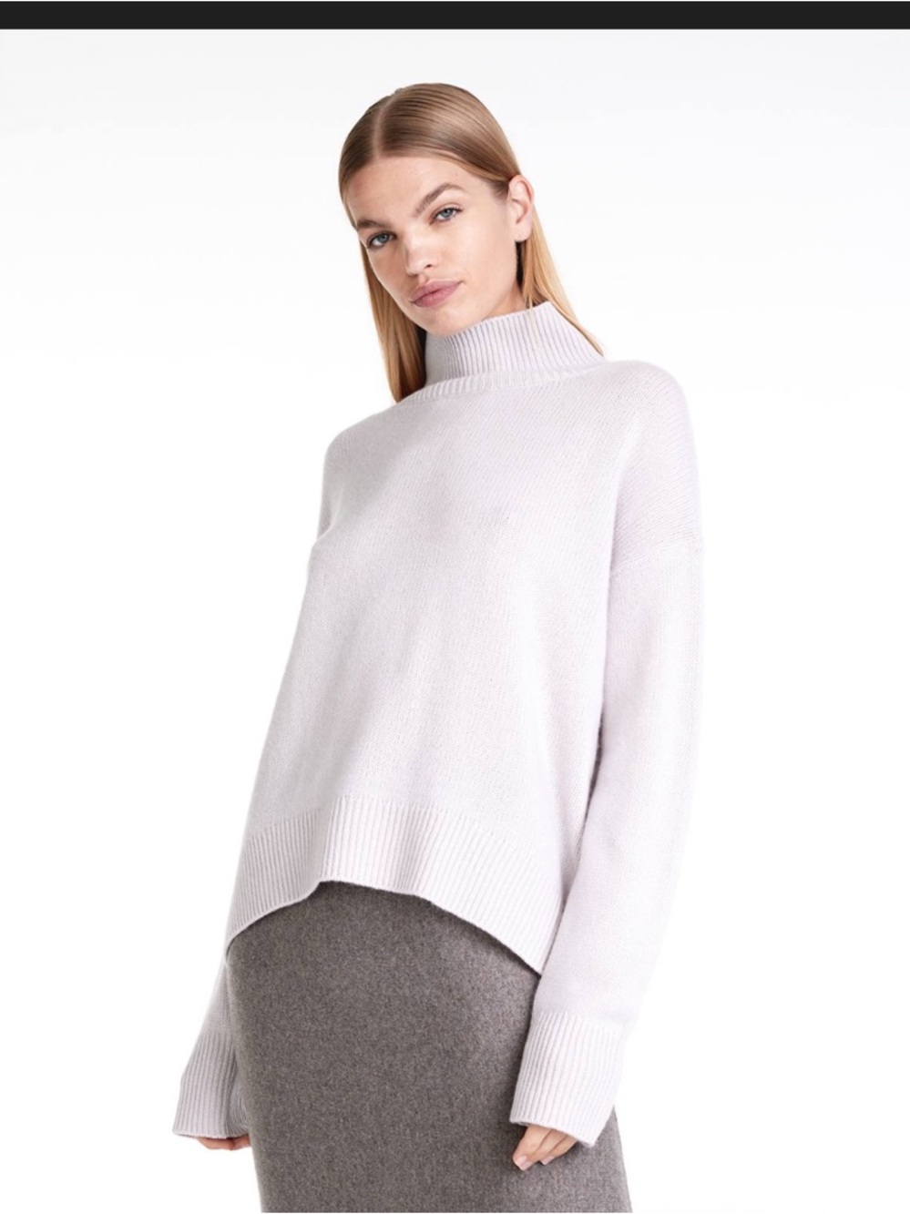 NakedCashmere Pale Lavender / Grey Ribbed Cashmere Turtleneck